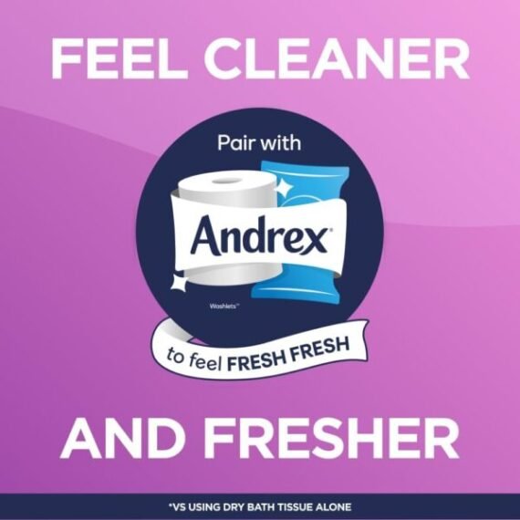 Andrex Gentle Clean Toilet Rolls - 72 Toilet Roll Pack - Bulk Buy Toilet Rolls - Gentle and Soft on Your Family's Skin - Dermatologically Tested