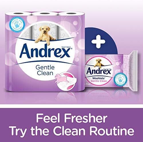Andrex Gentle Clean Toilet Rolls - 72 Toilet Roll Pack - Bulk Buy Toilet Rolls - Gentle and Soft on Your Family's Skin - Dermatologically Tested