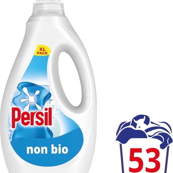 Persil Non Bio Laundry Washing Liquid Detergent outstanding stain removal in quick & cold washes tough on stains, gentle next to sensitive skin 53 washes (1.431 L)